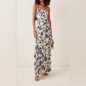 Johanna Ortiz Cat Goddess Tiered Ruffle Silk Dress Sz 0